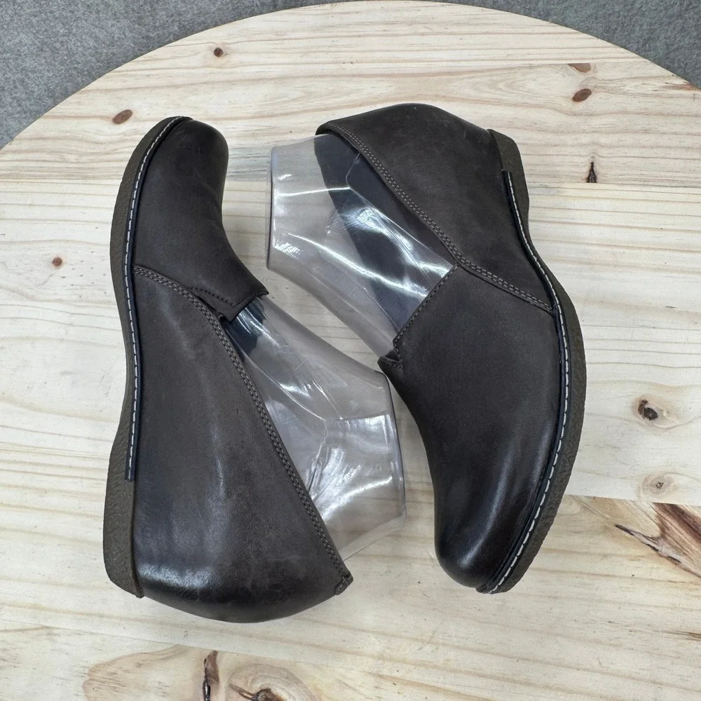 Alegria Liliana Wedge Pumps 7.5-8 Brown Leather Slip On Comfort Shoes